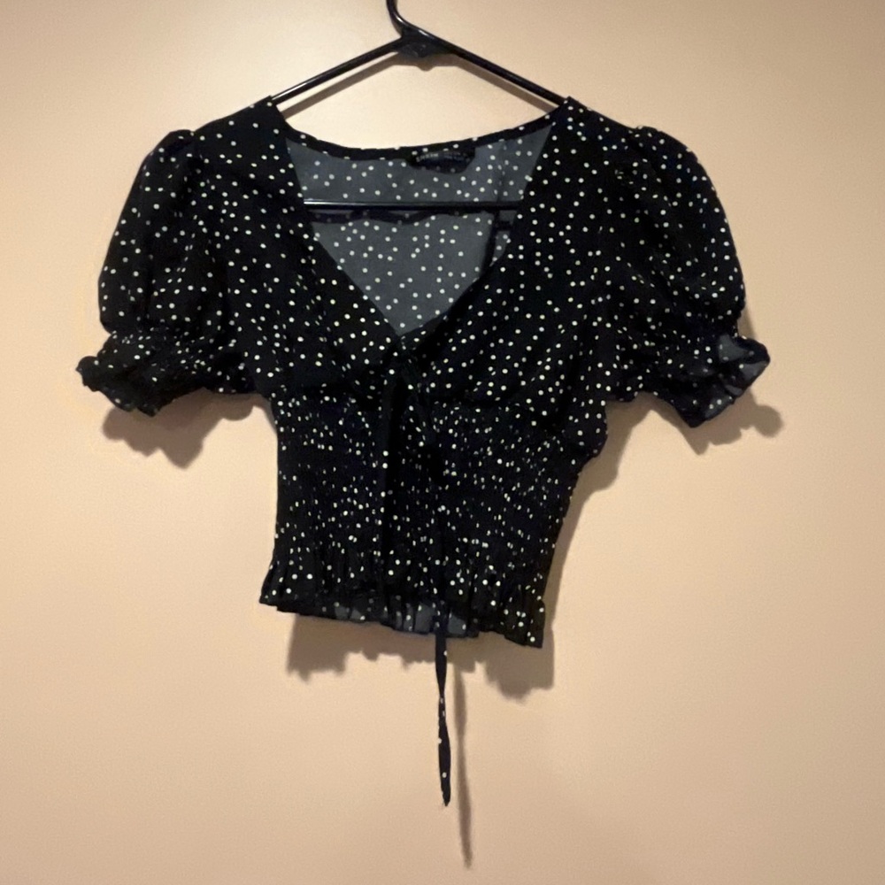 Black Polka Dot Women's Top